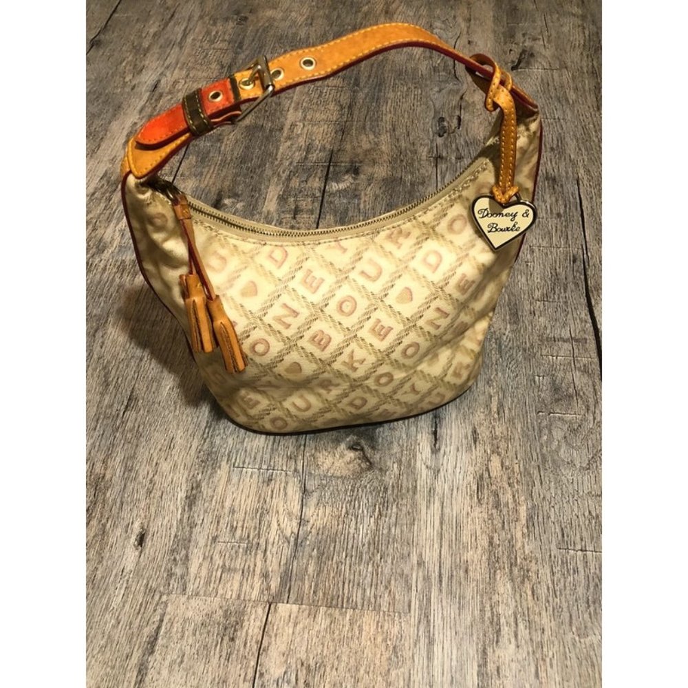 Dooney & Bourke rare vintage coated cotton signature logo charm bucket bag